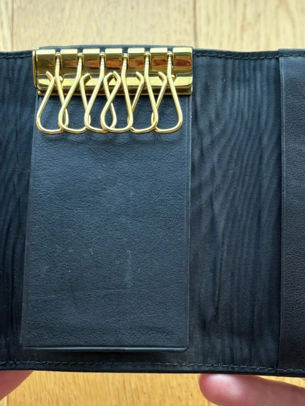 Authentic CHANEL Black Leather 6-Key Holder | Gold Hardware